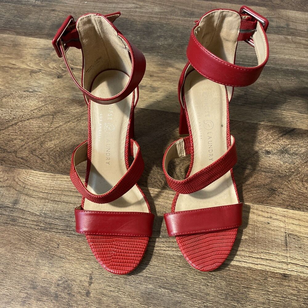 CHINESE LAUNDRY Women's Red High Heel Ankle Strap Sandals 7.5 Elegant Femenine
